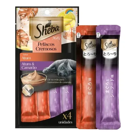 Petisco Sheba 48g Cremoso Atum e Camarao