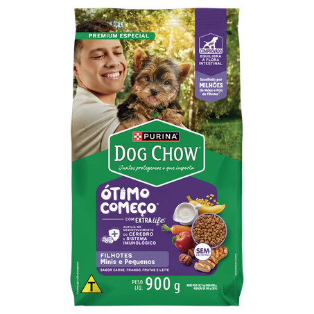 Ração Dog Chow Filhotes Raças Mini Pequenas Carne Frango e Frutas Pacote 900g 
 