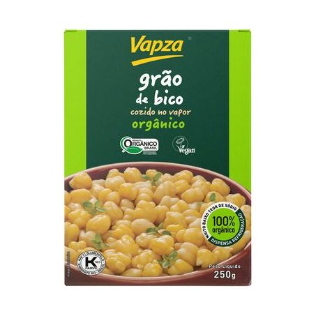 Grão-de-bico Cozido No Vapor Orgânico Vapza Caixa 250G