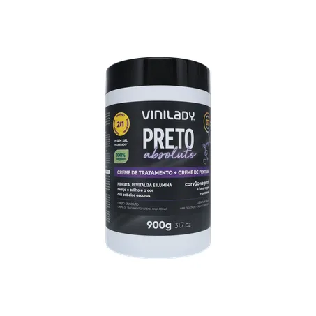 Creme de Tratamento + Creme de Pentear Vinilady Preto Absoluto Pote 900gr 360-35