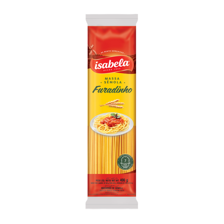 Massa sêmola isabela furadinho pacote 400g