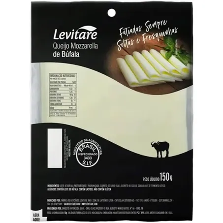 Queijo Mussarela Bufala Levitare Kg Pedaco Fatiado