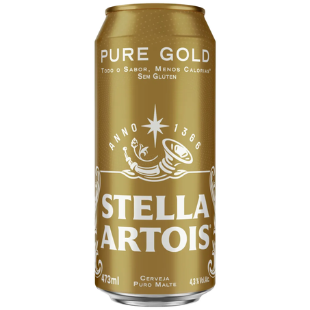 Cerveja latao 473ml stella artois pure gold un