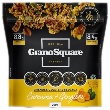 GRANOLA GRANO SQUARE 200G CÚRCUMA E GENGIBRE