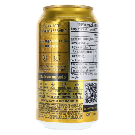 Cerveja Brahma Zero Álcool Lata 350Ml 360-16