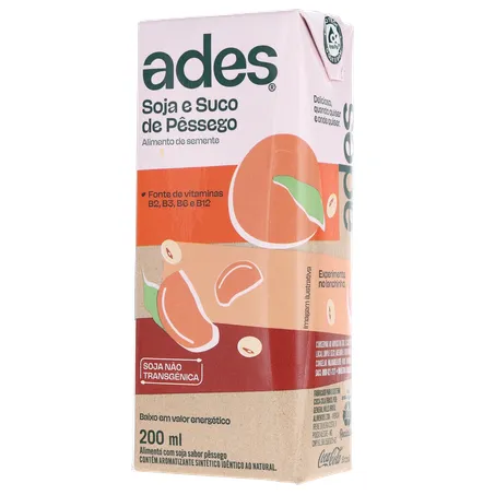 Bebida Soja Ades Pêssego Caixa 200ml 
  360-3