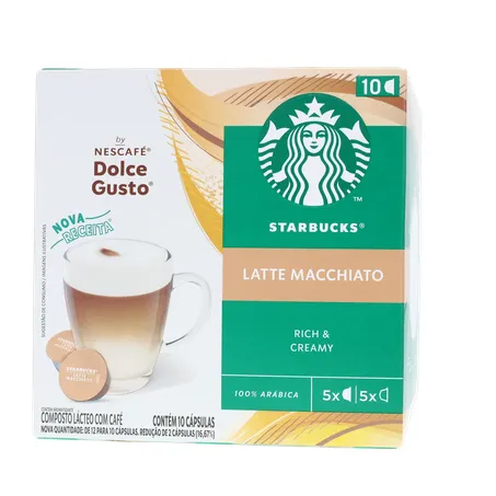 Café com Leite em Cápsula Starbucks Latte Macchiato Nescafé Dolce Gusto Caixa 107,5g 10 Unidades 360-1