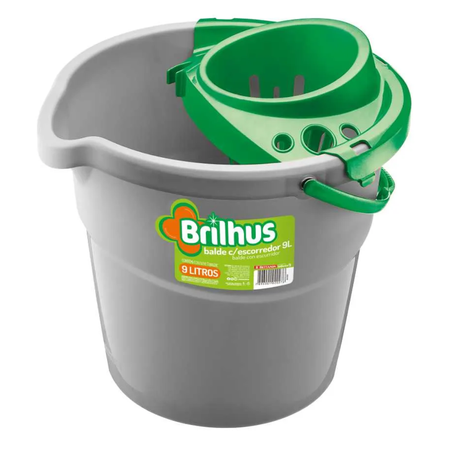 Balde com escorredor plastico brilhus 9l
