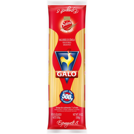 Macarrao Sêmola Galo Espaguete 8 500G