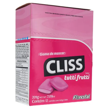 Goma de Mascar Cliss Tutti Frutti Caixa 201gr 360-33
