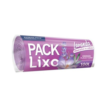 SACO PARA LIXO PACK LIXO LAVANDA 100L COM 15 UNIDADES