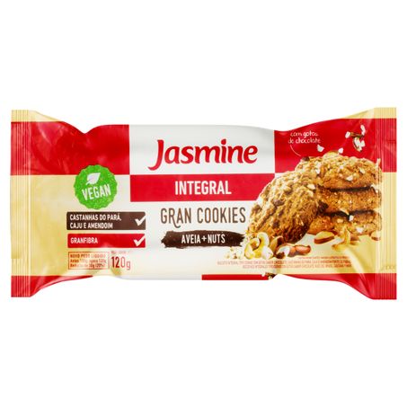 BISCOITO COOKIE INTEGRAL AVEIA E NUTS COM GOTAS DE CHOCOLATE JASMINE