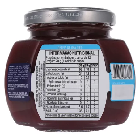 GELEIA BOM PRINC 230G DIET UVA  360-18