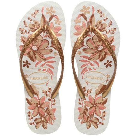 SANDÁLIAS HAVAIANAS SLIM ORGANIC BRANCO E DOURADO 33/34