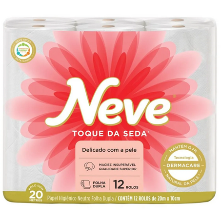 Papel higiênico neve 20m folha dupla c/12