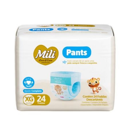 Fralda mili pants love&care xg c/ 24 unidades