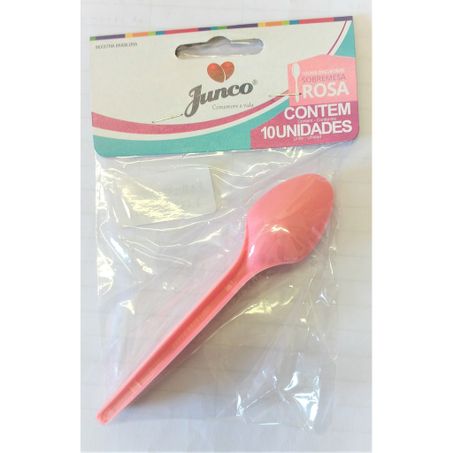 Colher Plastico Junco 10un Sobremesa Rosa