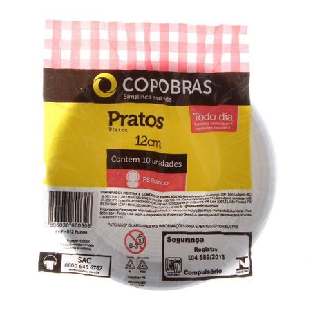 PRATO DESC COPOBRAS 12CM C/10
