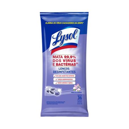 LENCO DESINFETANTE LYSOL BRISA DA MANHA C/36