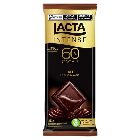 Chocolate Lacta 85g - Intense - 60% Cacau - Café