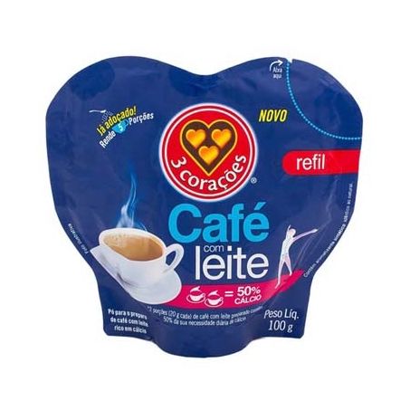 Cafe 3 Coracoes Com Leite Refil 100g
