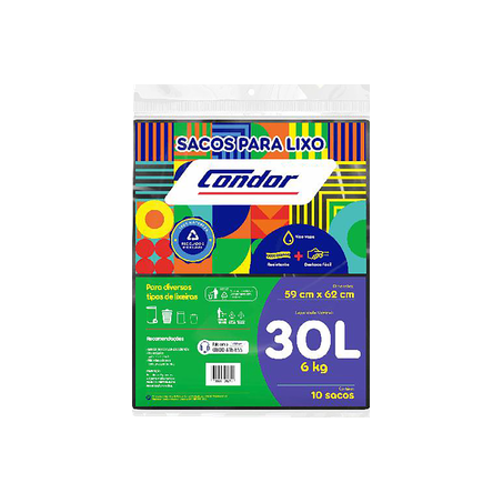 Saco para Lixo Condor 30 Litros - Almofadado - Com 10 Sacos