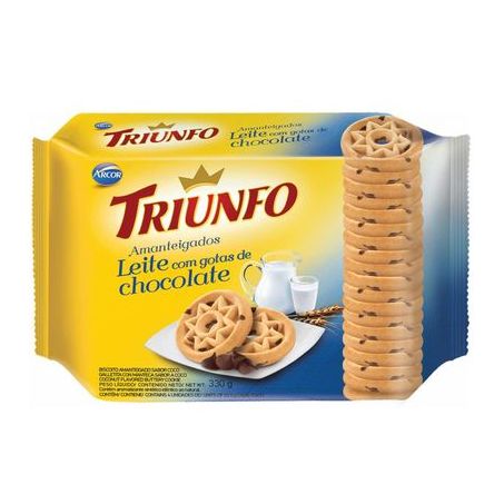 Biscoito amanteigado leite/gotas de chocolate triunfo 248g