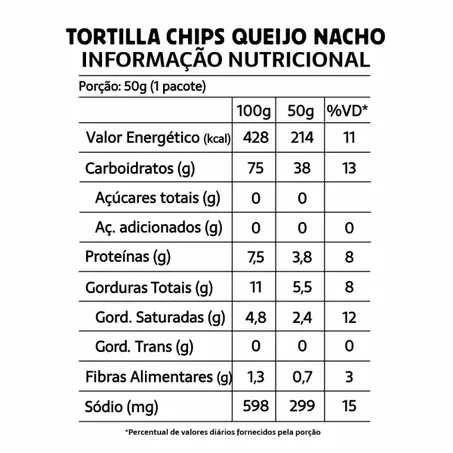 TORTILLA CHIPS SABOR QUEIJO NACHO 50G - BELIVE 360-1