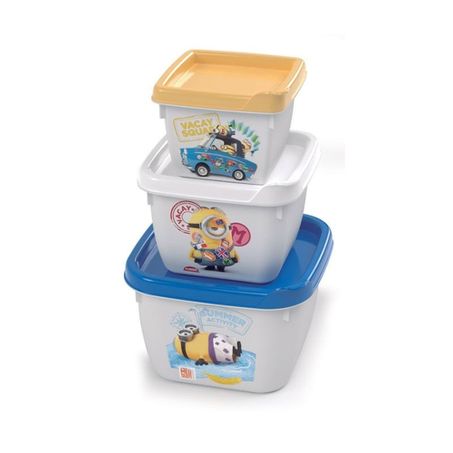 CONJUNTO POTES PLASUTIL 3 PEÇAS MINIONS CONECT
