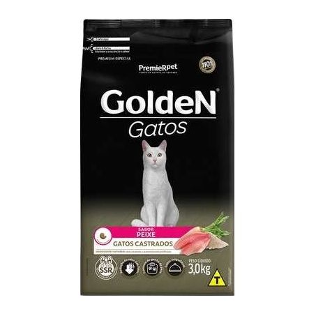Ração Golden para Gatos Castrados Sabor Peixe 3Kg