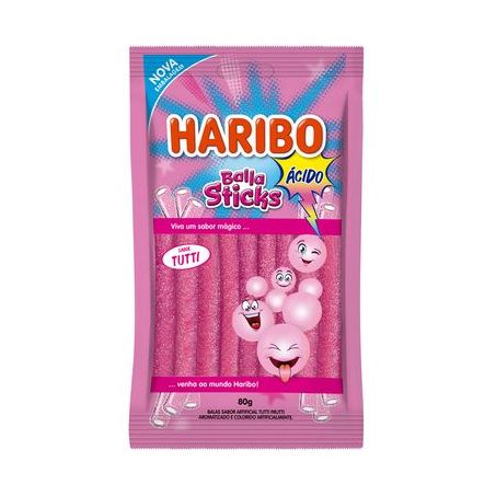 BALA GELATINA HARIBO 80G STICK ACIDO TUT