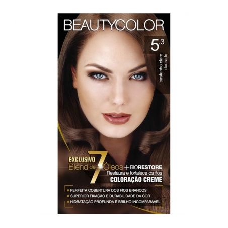 Tintura Para Cabelo Beauty Color 5.3 Castanho Claro Dourado Embalagem 1UN