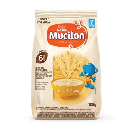 Cereal Infantil Nestlé Mucilon Arroz & Aveia Pacote 180gr