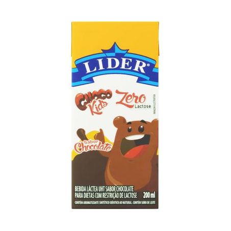 Bebida Láctea Lider Zero Lactose Sabor Chocolate Caixa 200ML