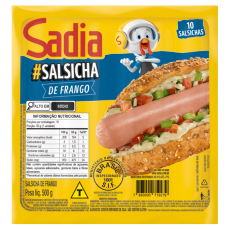 Salsicha Sadia Hot Dog Frango Light 500g 
 