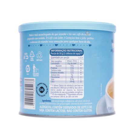 Café 3 corações com leite zero açúcar 265g 360-41