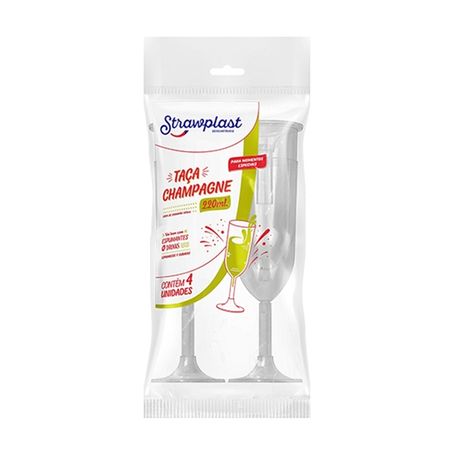 TACA PLAST CHAMP CRISTAL STRAWPLAST 220ML C/4