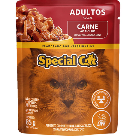 Ração Special Cat 85g - Adultos - Carne - Sachê