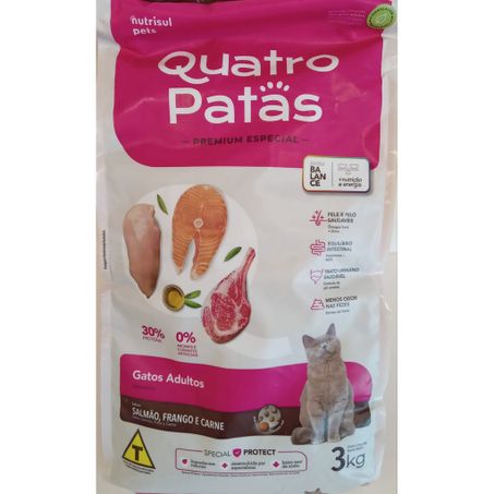 Racao q patas gatos adultos sal/fr/car 3kg