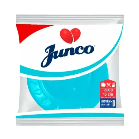 Prato Plastico Junco 10un 15cm Azul