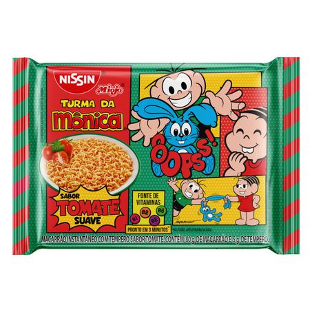 Macarrão instantâneo lámen tomate suave turma da mônica nissin miojo
