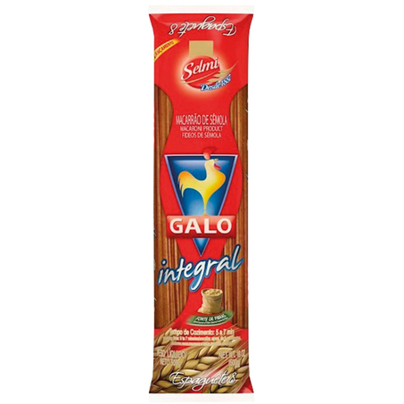 Macarrão Integral Espaguete N8 Galo 500G