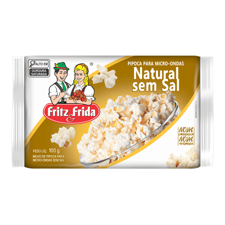 Pipoca de microondas fritz e frida natural sem sal 100g