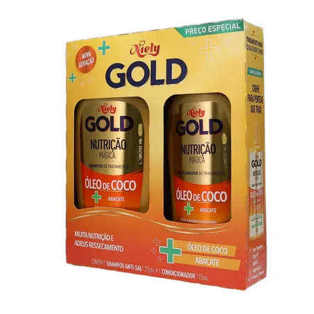 Kit Shampoo e Condicionador Niely Gold Nutrição Magica 175Ml 360-3