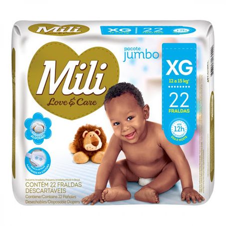 FRALDA DESCARTÁVEL INFANTIL MILI LOVE & CARE XG