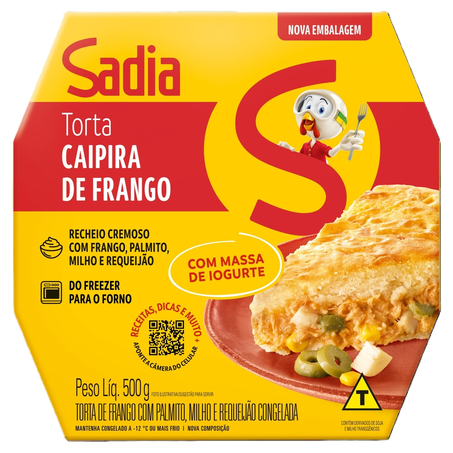 Torta Sadia Massa de Iogurte Frango, Palmito, Milho e Requeijão 500G