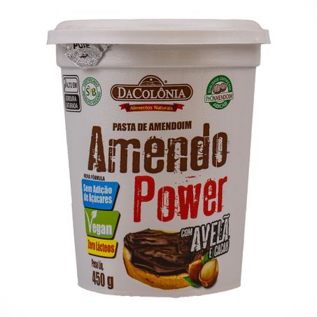 PASTA DE AMENDOIM AVELÃ E CACAU 450G AMENDO POWER DACOLONIA