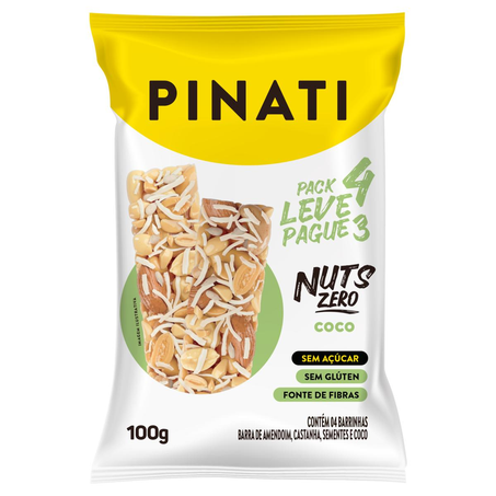 Barra Nuts Pinati 100g - Chips de Coco - Leve 4, Pague 3 Barras