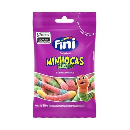 Bala Fini Gelatina Minhocas Cítricas 35g