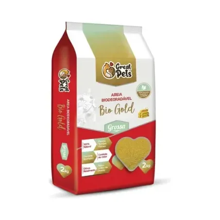 Areia sanitaria grossa gatos bio gold great pets 4kg
